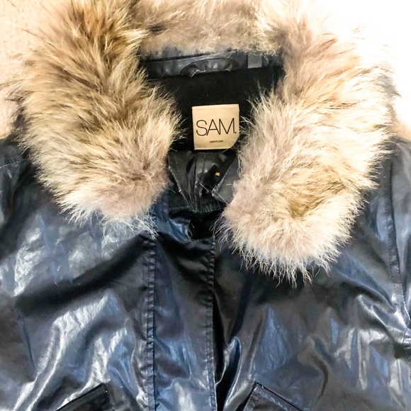 SAM New York Matte Metallic Navy Blue Jacket - Picture 3 of 8